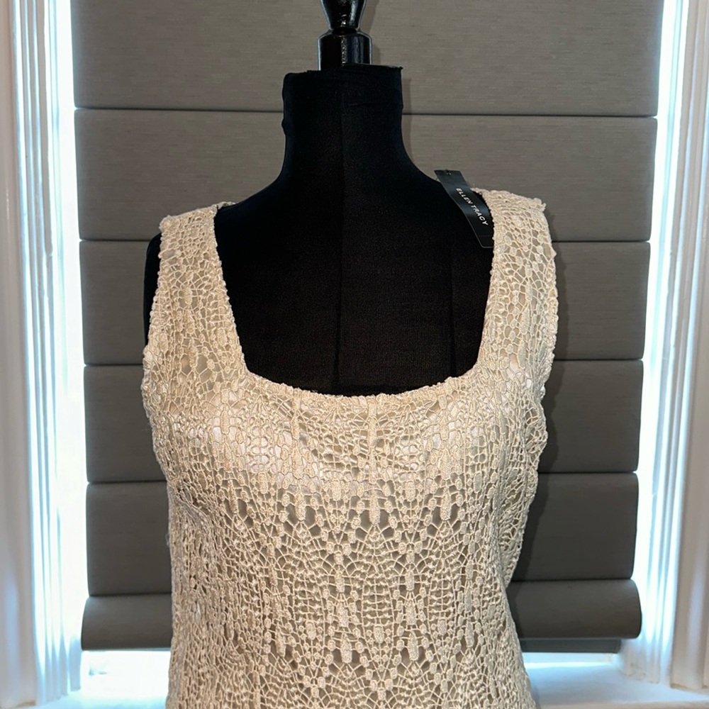 NWT Gorgeous fully lined Ellen Tracey sleeveless dress in limestone size 10